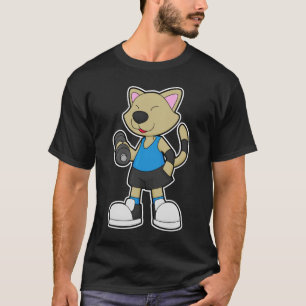 T-shirt Fitness au chat avec Dumbbell