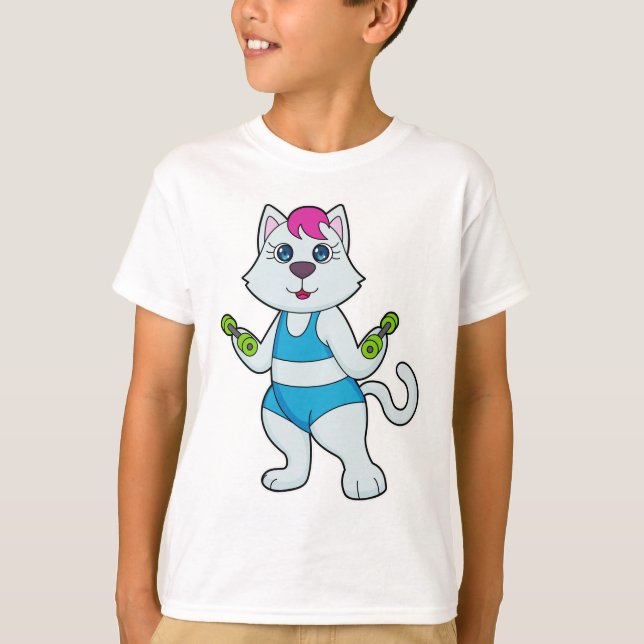 T-shirt Fitness Cat Dumbbell (Devant)