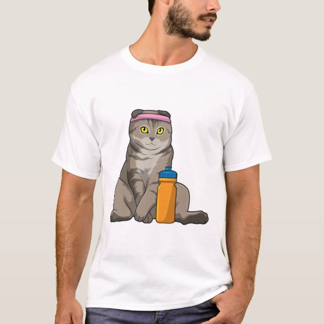 T-shirt Fitness Chat Boire de la tasse (Devant)