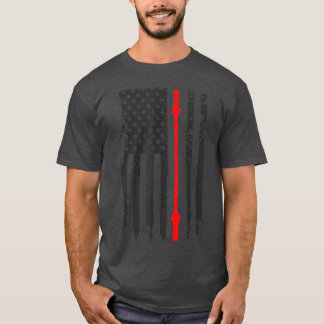 T-shirt Fitness Drapeau Américain Gym Barbell Levante