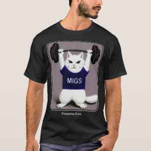 T-shirt Fitness Feline Gym Chat Pompage Fer