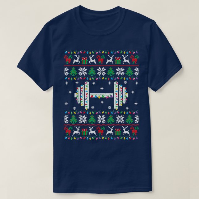 T-shirt Fitness Ugly Xmas Sweater Gym Christmas Lights Wei (Design devant)