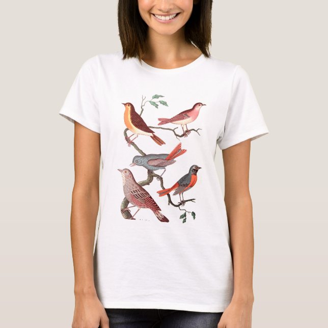 T-shirt Five lovely vintage birds (Devant)