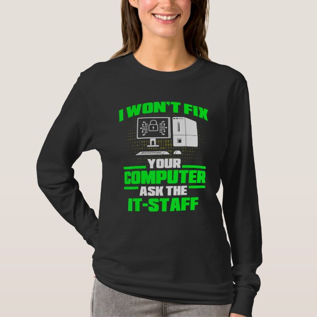 T-shirt Fix Computer Ask It Staff Cyber Warrior & Security (Devant)
