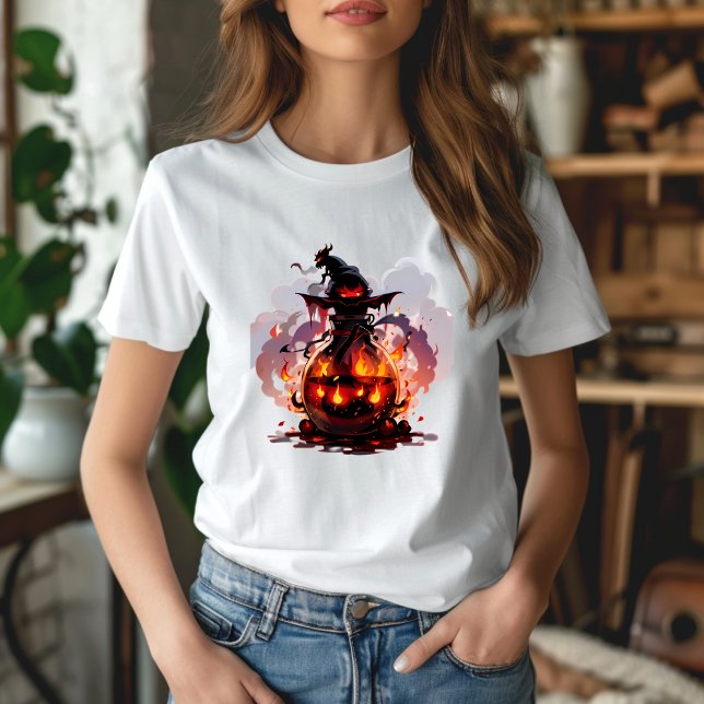 T-shirt Flacon Sorcière Flamme Effrayant (Créateur téléchargé)