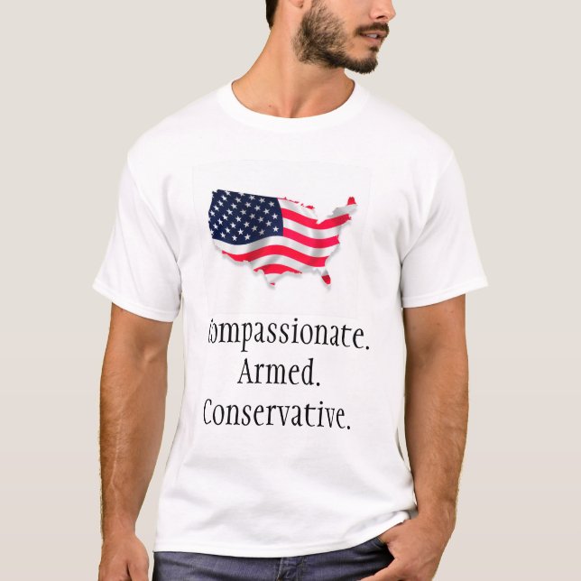 T-shirt flag2 américain, Compassionate.Armed.Conservative. (Devant)