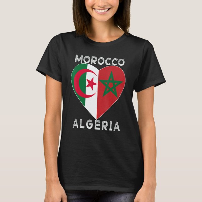 T-shirt Flag Love Morocco Algeria I Love Morocco Algeria S (Devant)