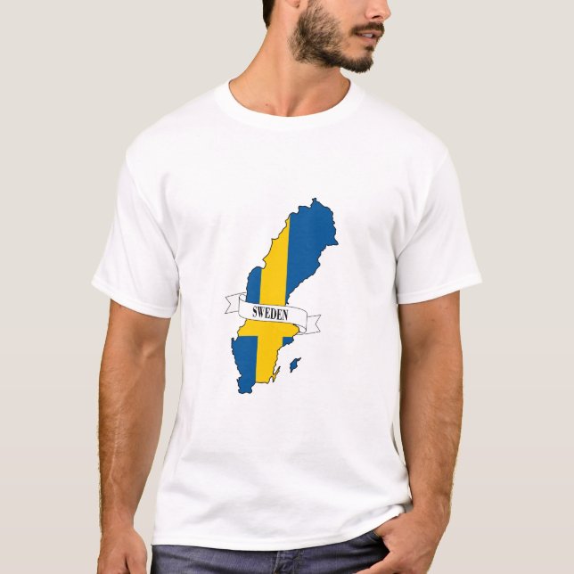 T-shirt Flag map of Sweden (Devant)