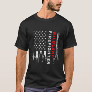 T-shirt Flag Us Wildland Firefighter