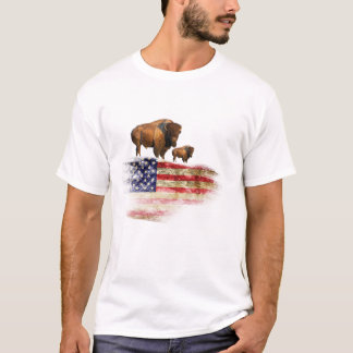 T-shirt Flag with buffalo