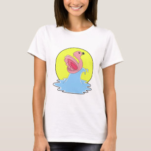 T-shirt Flamant rose à Surfing on Water