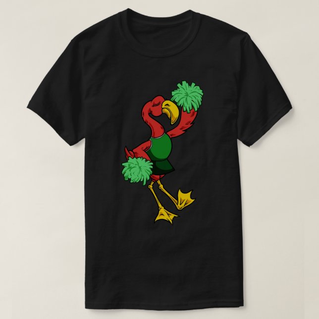T-shirt Flamant rose à toon Pom-pom girl (Design devant)