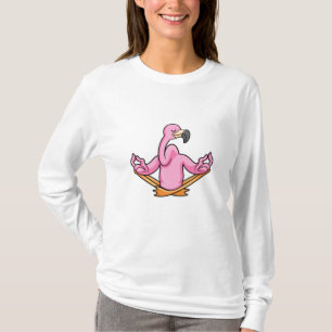 T-shirt Flamant rose à Yoga en Jambes croisées