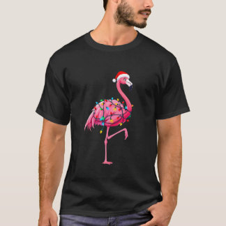 T-shirt Flamant rose amusant Feux de Noël Fêtes de Noël No