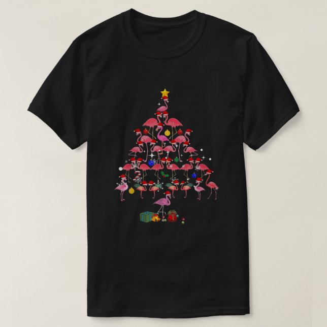 T-shirt Flamant rose amusant Noël Arbre mignon Flamants ro (Design devant)