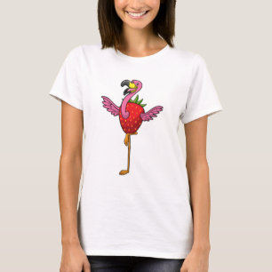 T-shirt Flamant rose aux fraises