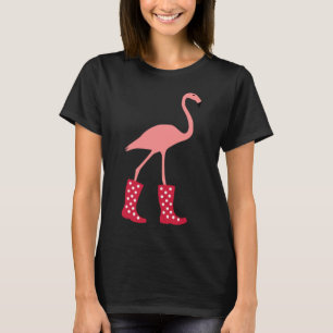 T-shirt Flamant rose avec bottes en caoutchouc