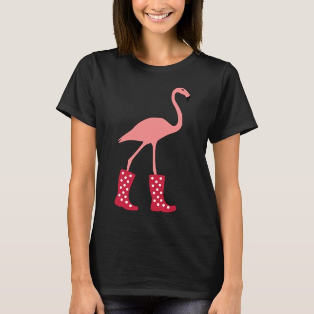 T-shirt Flamant rose avec bottes en caoutchouc (Devant)