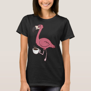 T-shirt Flamant rose Avec Café Drôle Café Boire Flamme