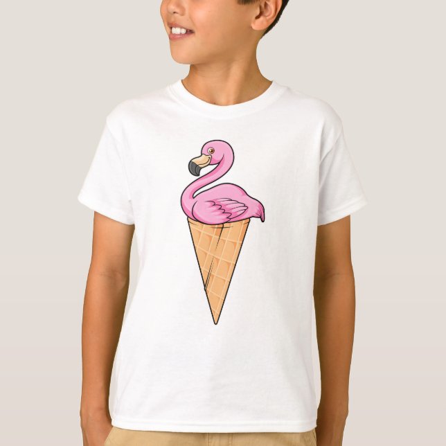 T-shirt Flamant rose avec gaufre de glace (Devant)
