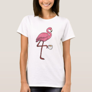 T-shirt Flamant rose avec la coupe du café