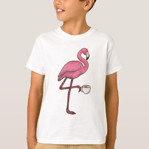 T-shirt Flamant rose avec la coupe du café