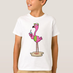 T-shirt Flamant rose avec Lunettes de soleil & Casquette