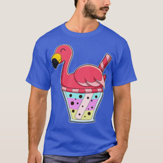 T-shirt Flamant rose avec Mug de Jus Boire de la paille