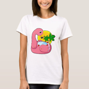 T-shirt Flamant rose avec piscine
