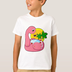 T-shirt Flamant rose avec piscine