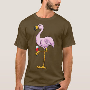 T-shirt Flamant rose avec Verre de vin rouge