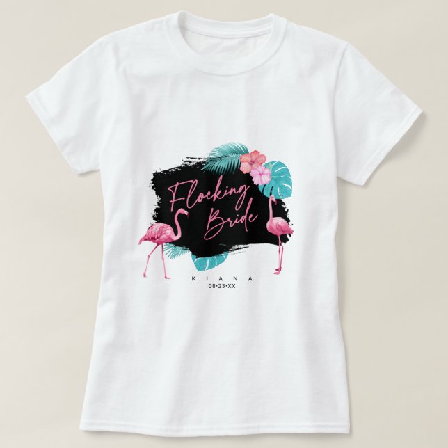T-shirt Flamant rose Bachelorette Flocking Bride V2 ID930 (Design devant)