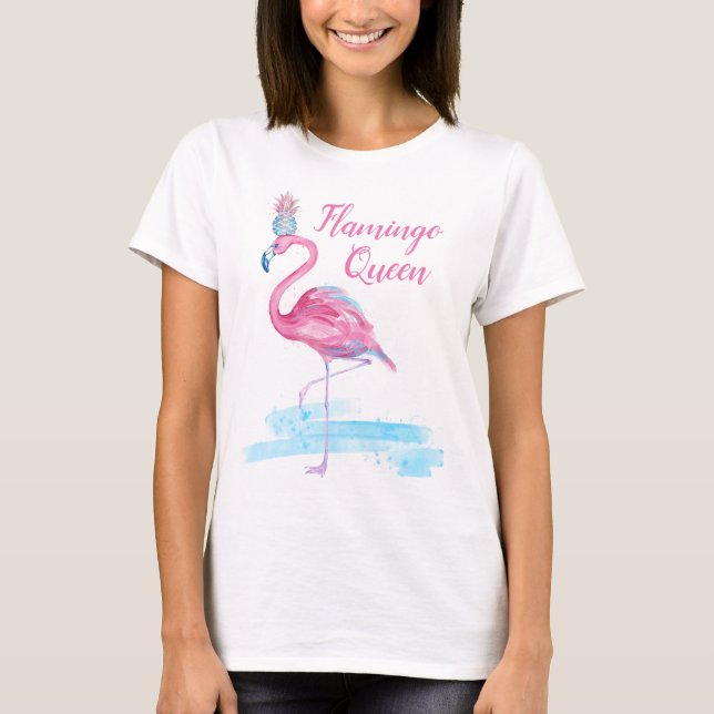 T-shirt Flamant rose bleu mignon de rose de la Reine de (Devant)