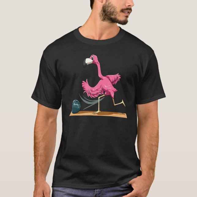 T-shirt Flamant rose Bowling Flamant rose Jouer Flamant ro (Devant)