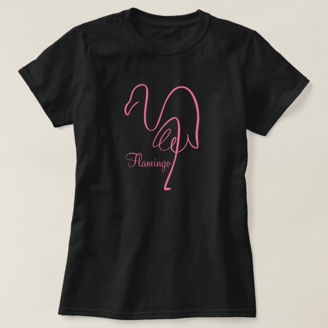 T-shirt Flamant rose calligraphie rose (Design devant)
