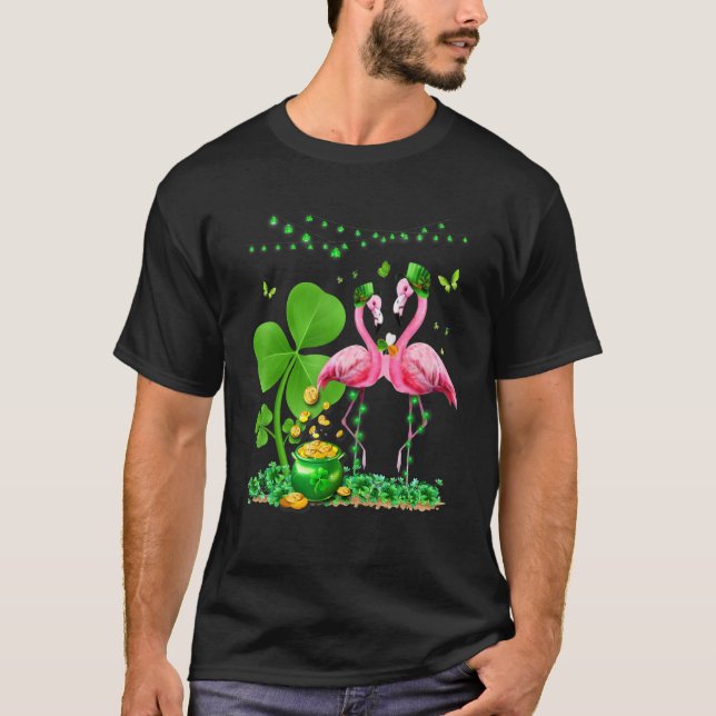 T-shirt Flamant rose Casquette Leprechaun Jour de la Saint (Devant)