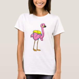 T-shirt Flamant rose comme élèves avec sac scolaire