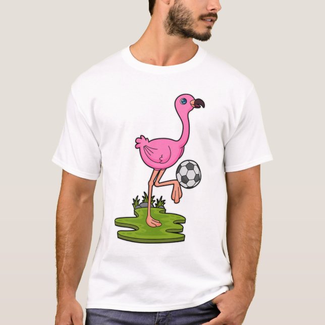 T-shirt Flamant rose comme joueur de football avec Soccer (Devant)