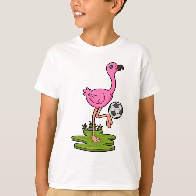 T-shirt Flamant rose comme joueur de football avec Soccer (Devant)