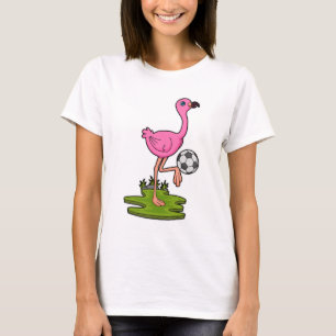 T-shirt Flamant rose comme joueur de football avec Soccer