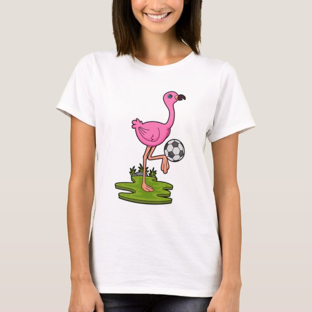 T-shirt Flamant rose comme joueur de football avec Soccer (Devant)