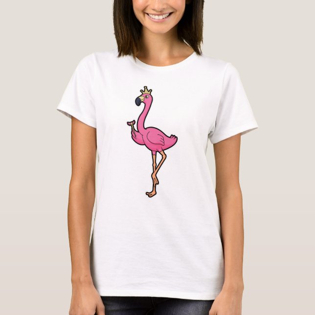 T-shirt Flamant rose comme roi avec la Couronne et le pers (Devant)