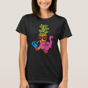 T-shirt Flamant rose d'ananas hawaïen aloha tropical plage