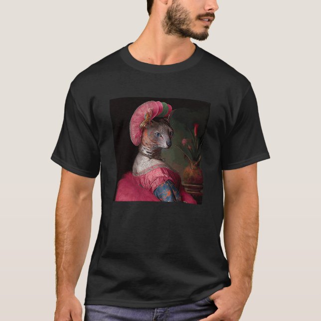 T-shirt Flamant rose de chat coloré (Devant)