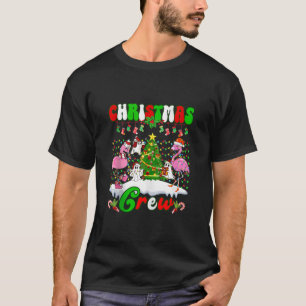 T-shirt Flamant rose de l'équipage de Noël mignon Pine fan