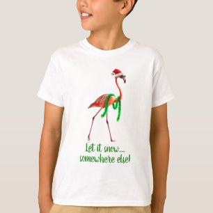 T-shirt Flamant rose de Noël sur la plage
