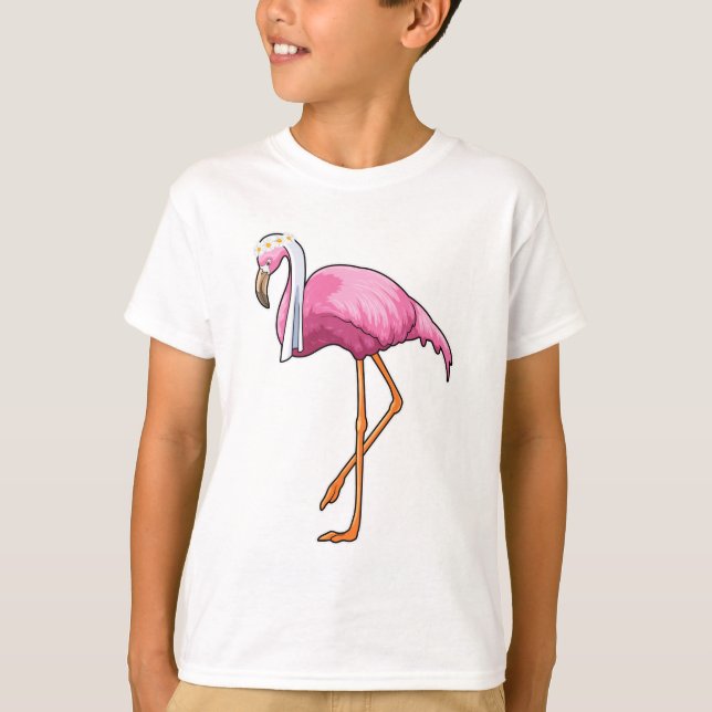 T-shirt Flamant rose en mariée voilée (Devant)