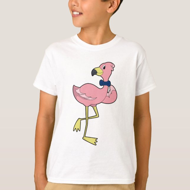 T-shirt Flamant rose en tant que Gentleman avec Cravate (Devant)