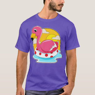 T-shirt Flamant rose en train de nager avec bouée