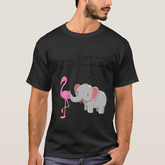 T-SHIRT FLAMANT ROSE ET ÉLÉPHANT (Devant)